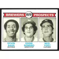 1979 Topps #708 Kevin Bass/Eddie Romero/Ned Yost Brewers Prospects