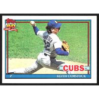 1991 Topps #337 Keith Comstock Error - Cubs Logo