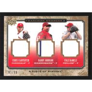 2008 UD A Piece of History Franchise Members Triple #FM3-18 C. Carpenter/R. Johnson/C. Hamels Jersey