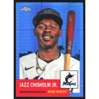 2022 Topps Chrome Platinum Anniversary Blue Prism Refractors #130 Jazz Chisholm Jr.