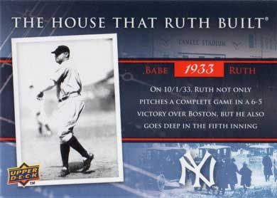 2008 Upper Deck The House that Ruth Built #HRB-23 Babe Ruth 