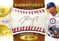 2009 Sweet Spot Signatures Red Stitch Black Ink #MB Marlon Byrd Autographed Baseball 