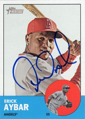 2012 Topps Heritage #167 Erick Aybar Autographed