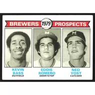 1979 Topps #708 Kevin Bass/Eddie Romero/Ned Yost Brewers Prospects