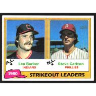 1981 Topps #6 L. Barker/S. Carlton Strikeout Leaders