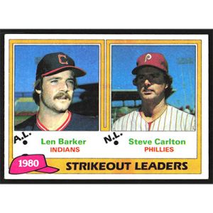 1981 Topps #6 L. Barker/S. Carlton Strikeout Leaders