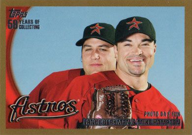 2010 Topps Gold #27 L. Berkman/M. Hampton Photo Fun Day Checklist 