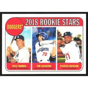 2018 Topps Heritage #160 K. Farmer/T. Locastro/O. Dickson Rookie Stars