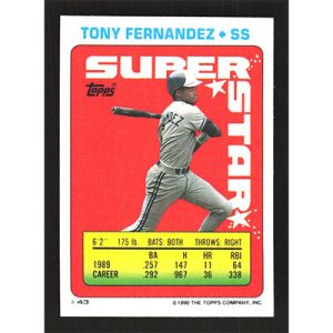 1990 Topps Stickers #43/155 T. Fernandez/B. Jackson Super Star Backs/All-Star Foil