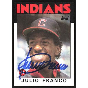1986 Topps #391 Julio Franco Autographed