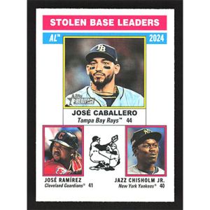 2025 Topps Heritage #198 J. Caballero/J. Ramirez/J. Chisholm Jr. League Leaders