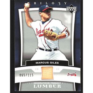 2005 Upper Deck Trilogy Generations Present Lumber Silver #PR-MG Marcus Giles Bat