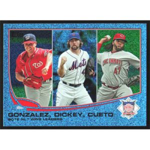 2013 Topps Silver Slate Blue Sparkle Wrapper Redemption #287 G. Gonzalez/R.A. Dickey/J. Cueto League Leaders