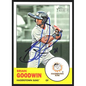 2012 Topps Heritage Minors #183 Brian Goodwin Autographed