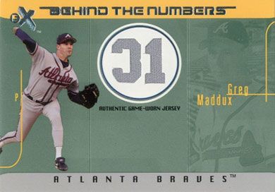 2003 E-X Behind the Numbers Game Jersey #BTNGU-GM Greg Maddux Jersey Relic 