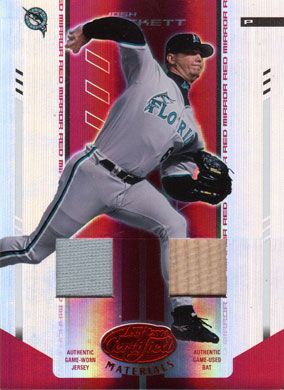 2004 Leaf Certified Materials Mirror Combo Red #110 Josh Beckett Jersey and Bat