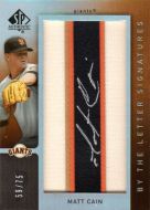 2007 SP Authentic By the Letter Signatures #BL-43 Matt Cain Autographed Letter Patch 