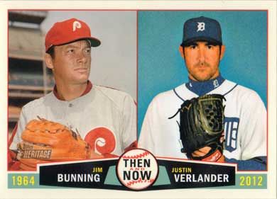 2013 Topps Heritage Then and Now #TN-BV J. Bunning/J. Verlander 