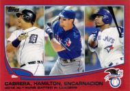 2013 Topps Target Red Border #194 M. Cabrera/J. Hamilton/E. Encarnacion League Leaders 