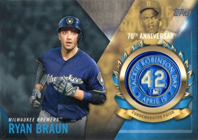 2017 Topps Jackie Robinson Logo Patch #JRPC-RB Ryan Braun