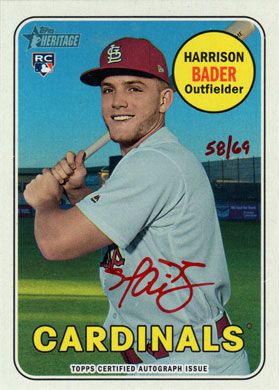 2018 Topps Heritage Real One Autographs Red Ink #ROA-HB Harrison Bader