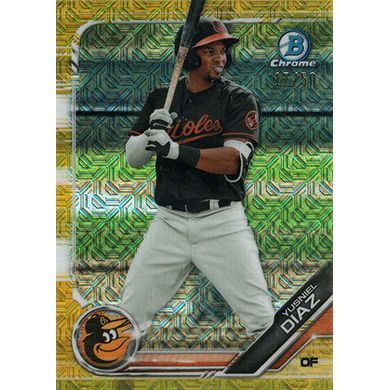 2019 Bowman Chrome Mega Box Prospects Gold Refractor #BCP-109 Yusniel Diaz