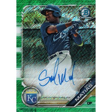 2019 Bowman Chrome Prospect Autographs Green Shimmer Refractor #CPA-SM Seuly Matias