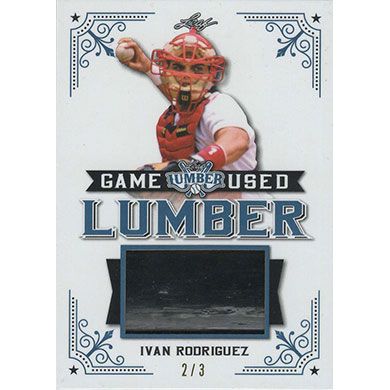 2021 Leaf Lumber Game Used Lumber Navy Blue #GUL-41 Ivan Rodriguez Bat Barrel