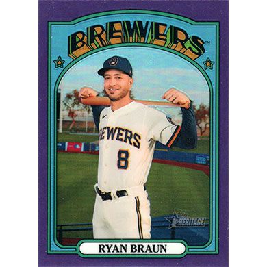 2021 Topps Heritage Chrome Purple Refractor #472 Ryan Braun